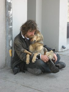 Homeless guy and dog